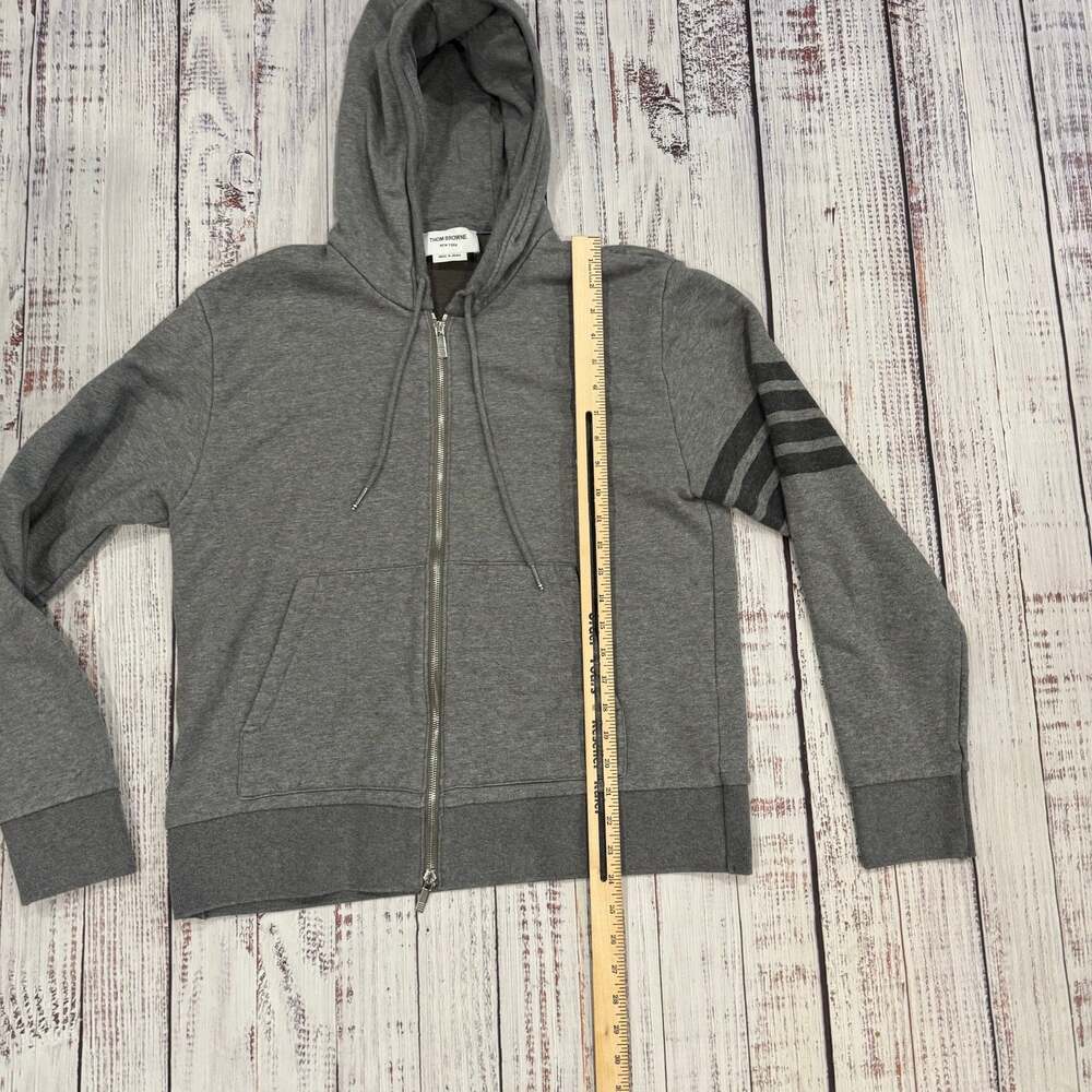 Thom Browne Men's Size 4/XL Classic Loopback 4-Bar Full Zip Hoodie Gray - Picture 10 of 15